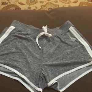 Justice grey w/ white trim heathered Color elastic waist shorts size 18/20